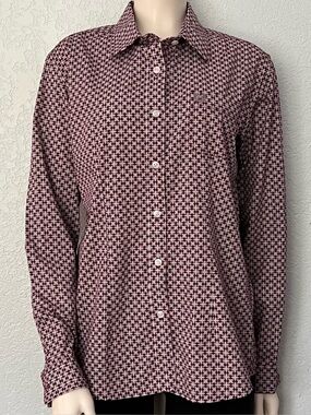 Panhandle Western Shirt Womens Medium Burgundy Print Button Down Cowgirl Rodeo